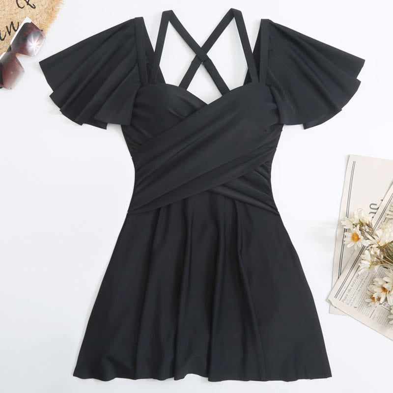 schulterfreies Badekleid mit Rüschenärmeln - image 7