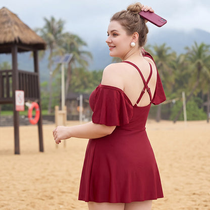 schulterfreies Badekleid mit Rüschenärmeln - image 1
