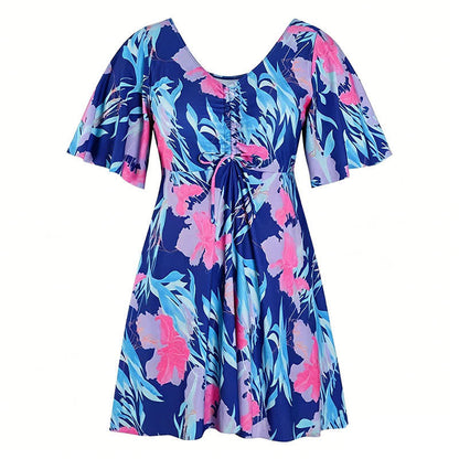 Tropisches Blumen-Badekleid mit V-Ausschnitt - B - 7XL - image 13