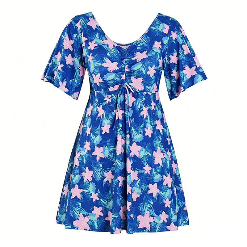 Tropisches Blumen-Badekleid mit V-Ausschnitt - D - 7XL - image 15
