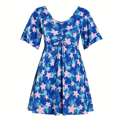 Tropisches Blumen-Badekleid mit V-Ausschnitt - D - 7XL - image 15