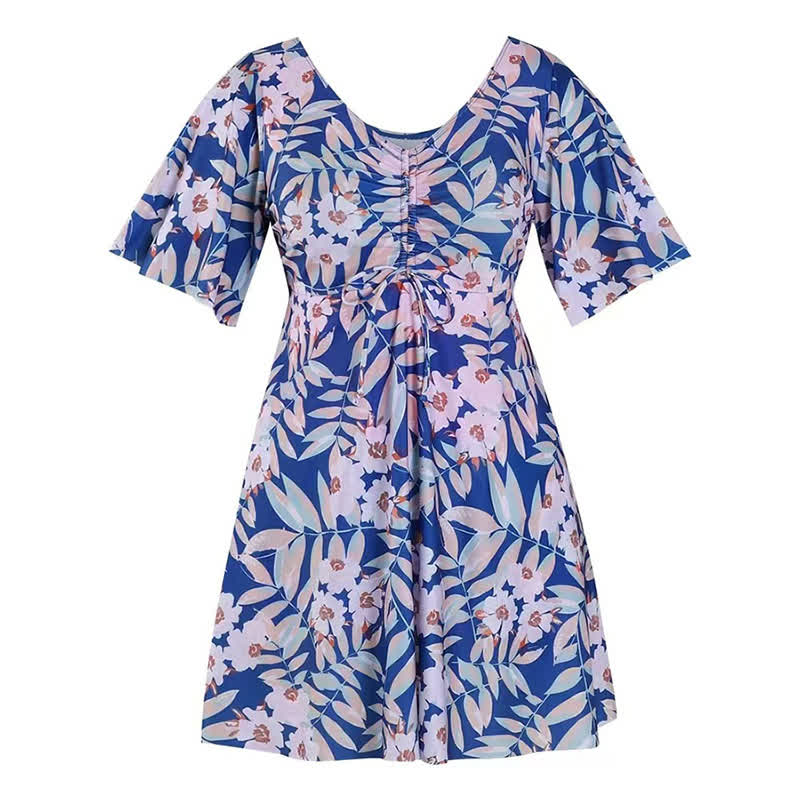 Tropisches Blumen-Badekleid mit V-Ausschnitt - E - 7XL - image 16