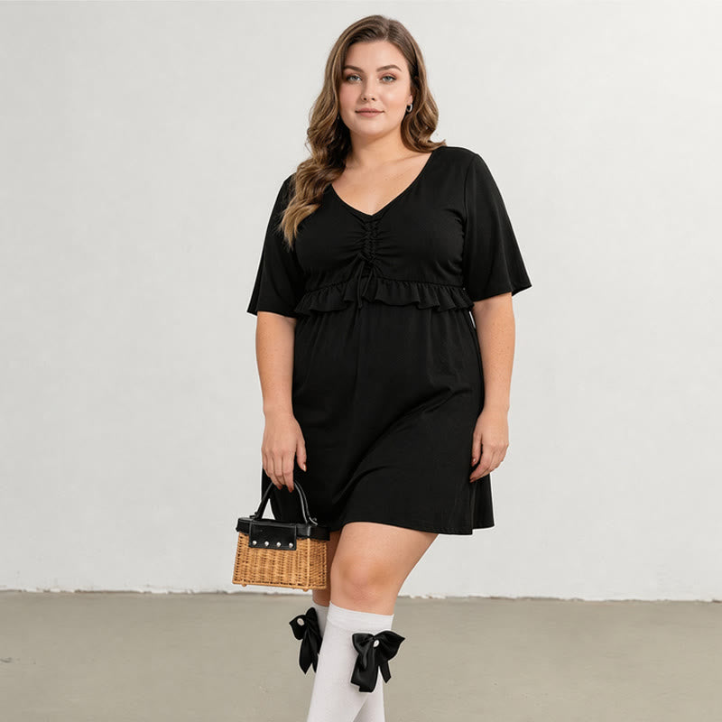 Badekleid mit Rüschenärmeln und V-Ausschnitt - image 1