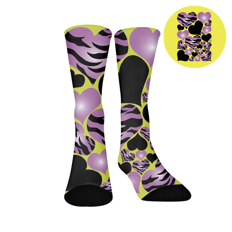 Sexy Herz-Leoparden-Socken - Gelb (1 Paar) - EU37-44 (US4-10) - image 9