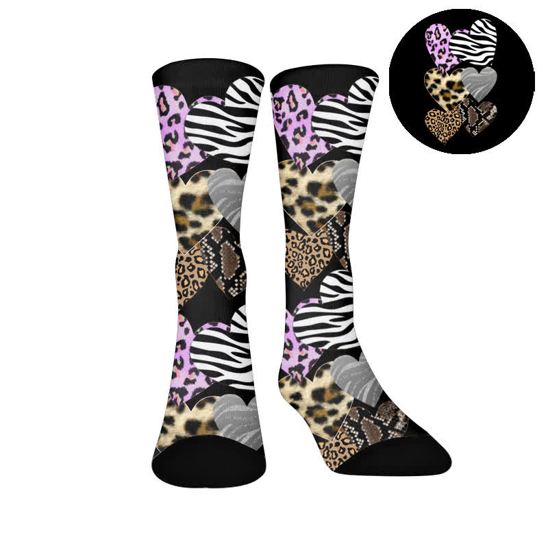 Sexy Herz-Leoparden-Socken - Schwarz (1 Paar) - EU37-44 (US4-10) - image 8