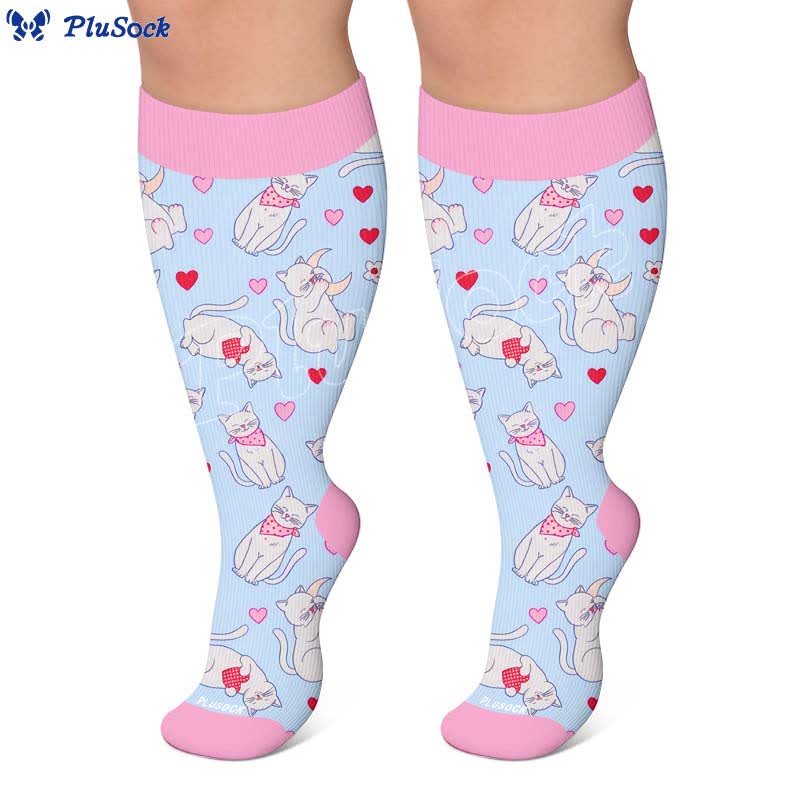 Plus-Size-Kompressionsstrümpfe mit niedlicher Katze - image 6