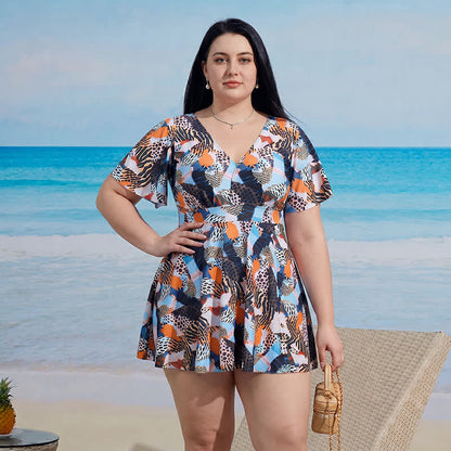 Geblümtes Badekleid mit V-Ausschnitt - image 5