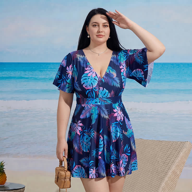 Geblümtes Badekleid mit V-Ausschnitt - C - 9XL - Zweiteiler - image 3