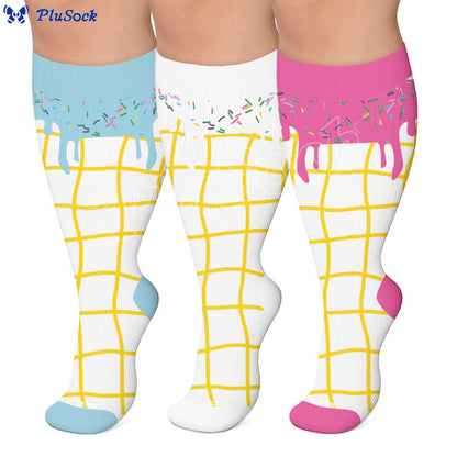 Plus Size Delicious Ice Cream Kompressionsstrümpfe - image 0