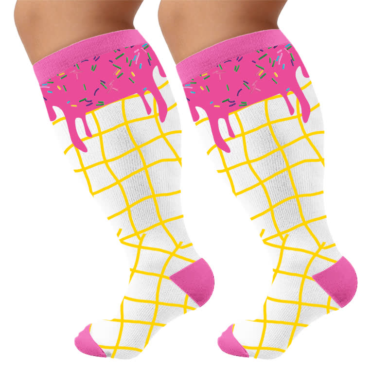 Plus Size Delicious Ice Cream Kompressionsstrümpfe - image 10