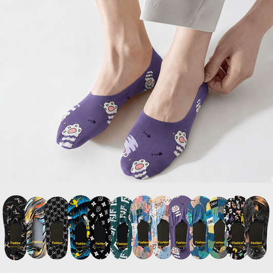 Verspielte, unsichtbare Socken mit Cartoon-Tiermuster (7 Paar) - image 0