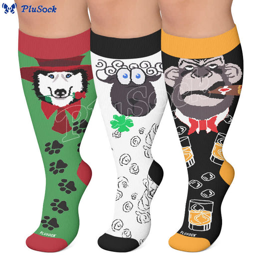 Plus Size Animale abstrakte Kompressionsstrümpfe - image 0
