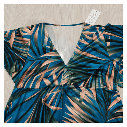 Zweiteiliges Badekleid-Set mit tropischem Blättermuster - image 3