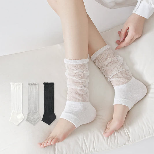 Transparente Viertelsocken aus Spitze (3 Paar) - Mehrfarbig - EU35-39 (US2-6) - image 0