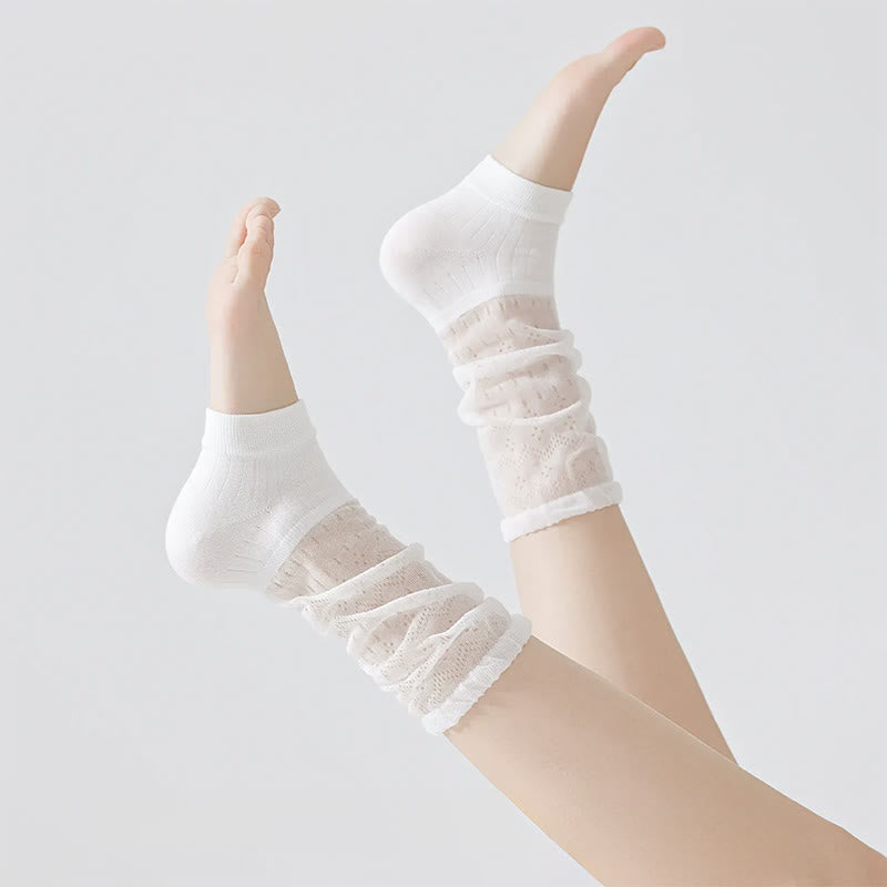 Transparente Viertelsocken aus Spitze (3 Paar) - Weiß - EU35-39 (US2-6) - image 2