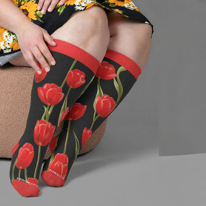 Tulpenblüten-Kompressionsstrümpfe in Übergröße - image 3