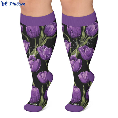 Tulpenblüten-Kompressionsstrümpfe in Übergröße - image 6