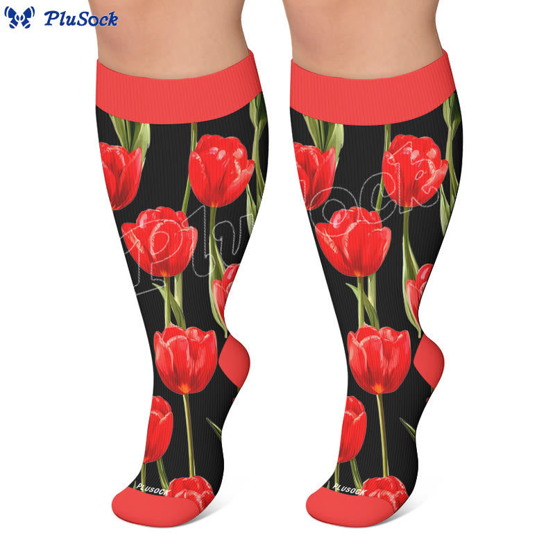 Tulpenblüten-Kompressionsstrümpfe in Übergröße - image 7
