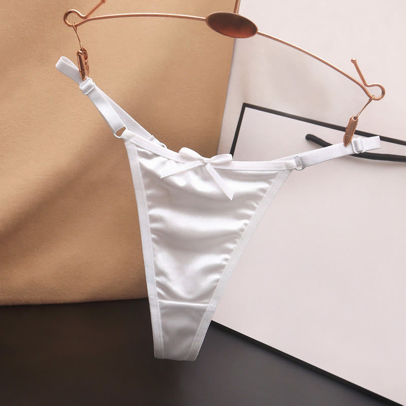 Seidige Satin-Tangas mit Schleife (4er-Pack) - Weiß - L - image 10