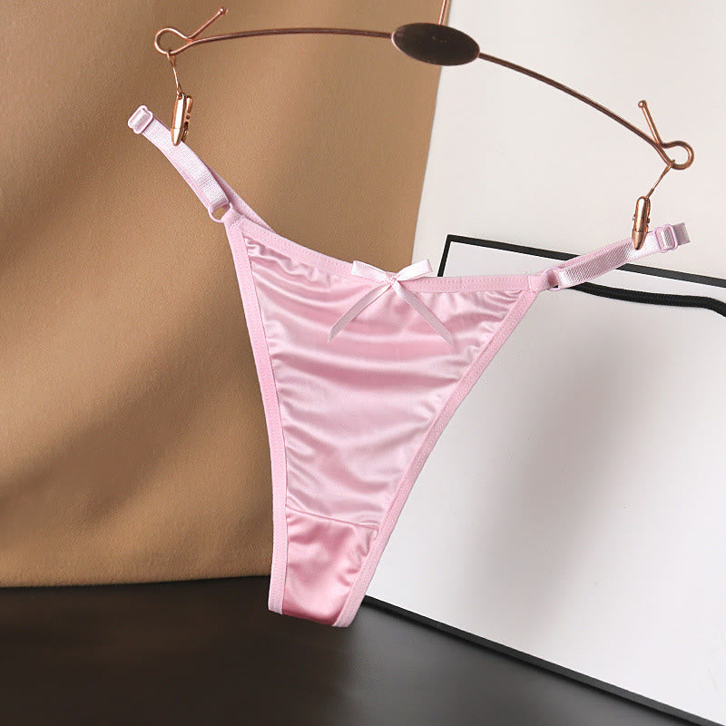 Seidige Satin-Tangas mit Schleife (4er-Pack) - Hellrosa - L - image 8