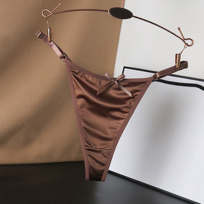 Seidige Satin-Tangas mit Schleife (4er-Pack) - Kaffee - L - image 9