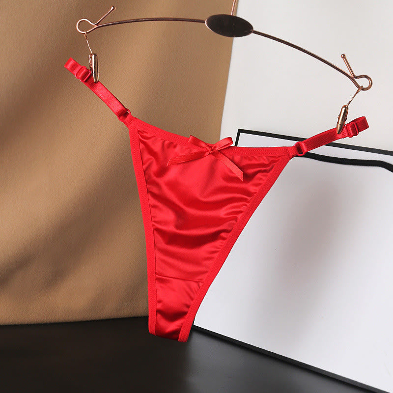 Seidige Satin-Tangas mit Schleife (4er-Pack) - Rot - L - image 14