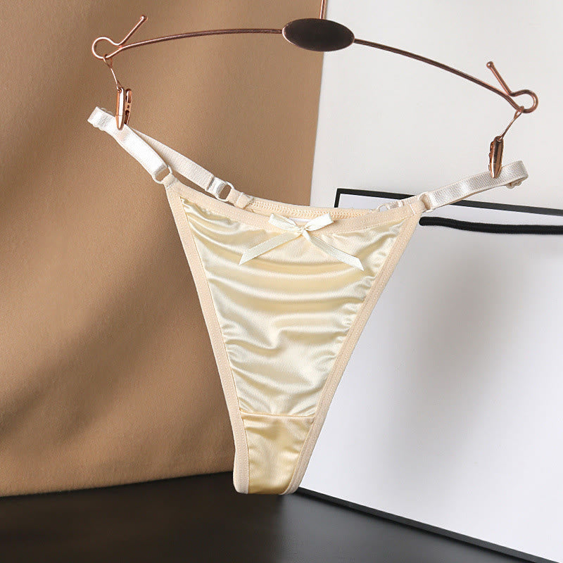 Seidige Satin-Tangas mit Schleife (4er-Pack) - Aprikose - L - image 13