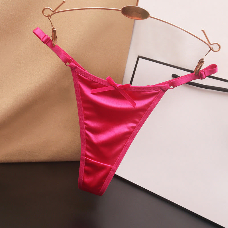 Seidige Satin-Tangas mit Schleife (4er-Pack) - Rose - L - image 11
