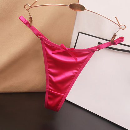 Seidige Satin-Tangas mit Schleife (4er-Pack) - Rose - L - image 11