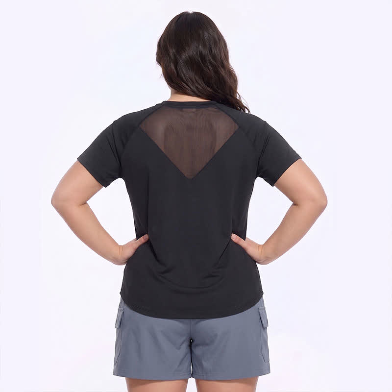 Plus Size Mesh-Rücken Aktiv-Yoga-Top - image 1