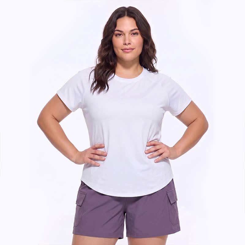Plus Size Mesh-Rücken Aktiv-Yoga-Top - Weiß - 5XL - image 5