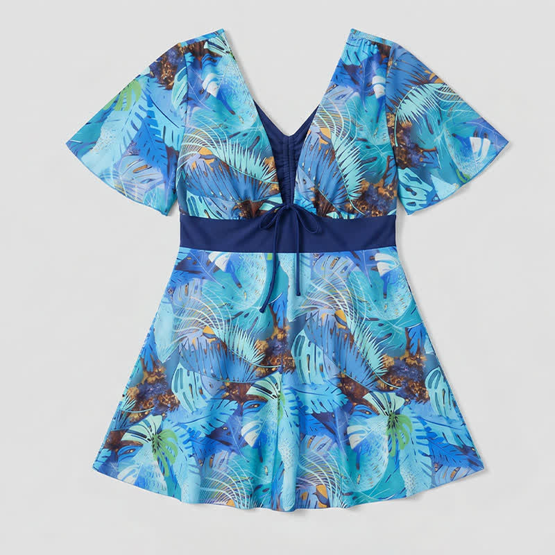Tropical Bloom Badekleid mit V-Ausschnitt und offenem Rücken - image 12
