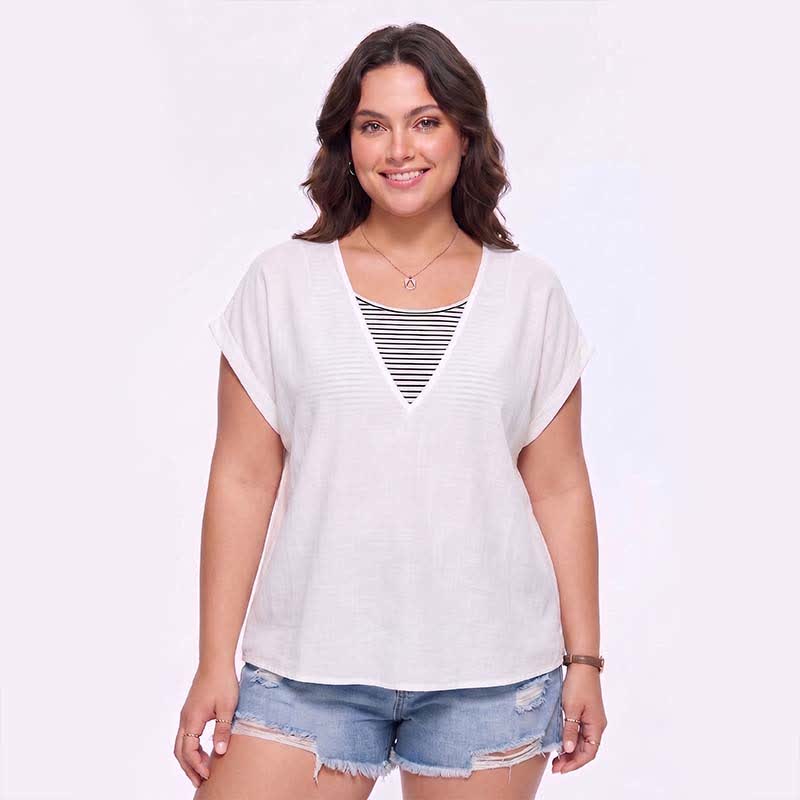 Plus Size Mesh-Rückentop - Weiß - 5XL - image 2