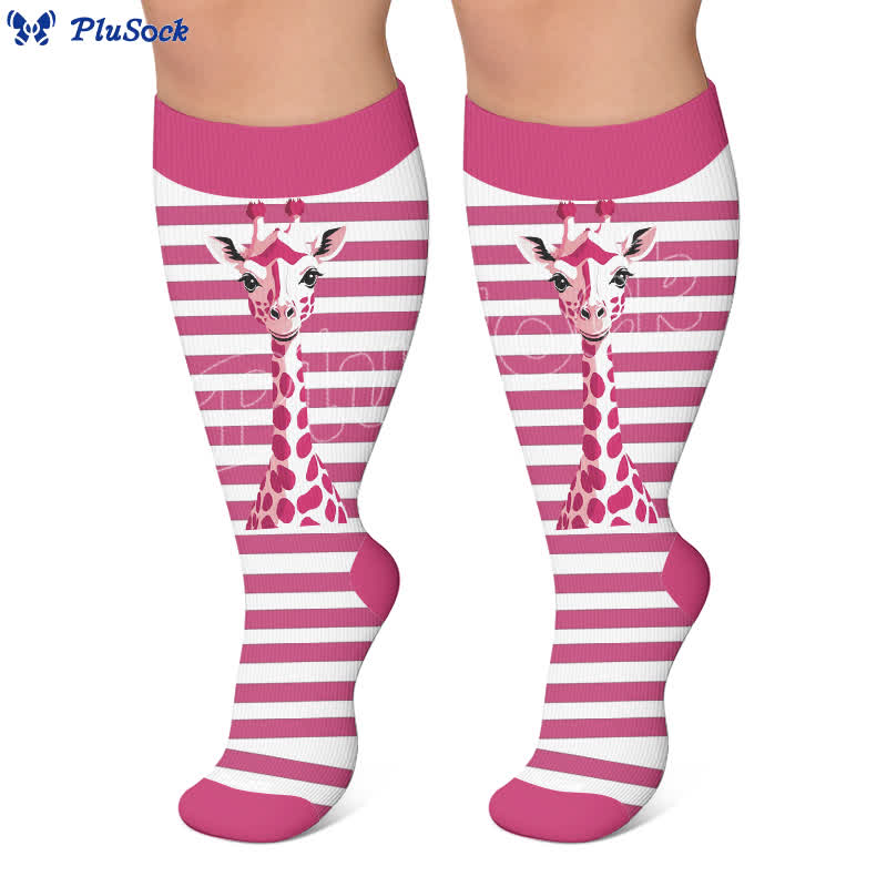 Kompressionsstrümpfe mit Zebra-Schleifenmuster in Übergröße - image 7