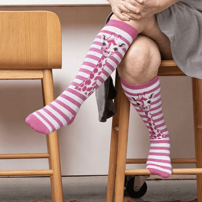 Kompressionsstrümpfe mit Zebra-Schleifenmuster in Übergröße - Rosa(1 Paar) - 4XL - image 3