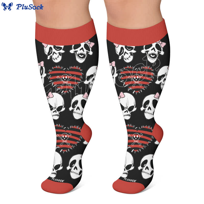 Kompressionsstrümpfe in Übergröße mit Herz-, Schleifen- und Totenkopfmotiv - image 6