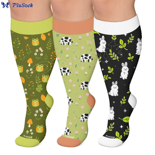 Kompressionsstrümpfe mit Frosch-, Kuh- und Kaninchenmotiv in Übergröße - image 0