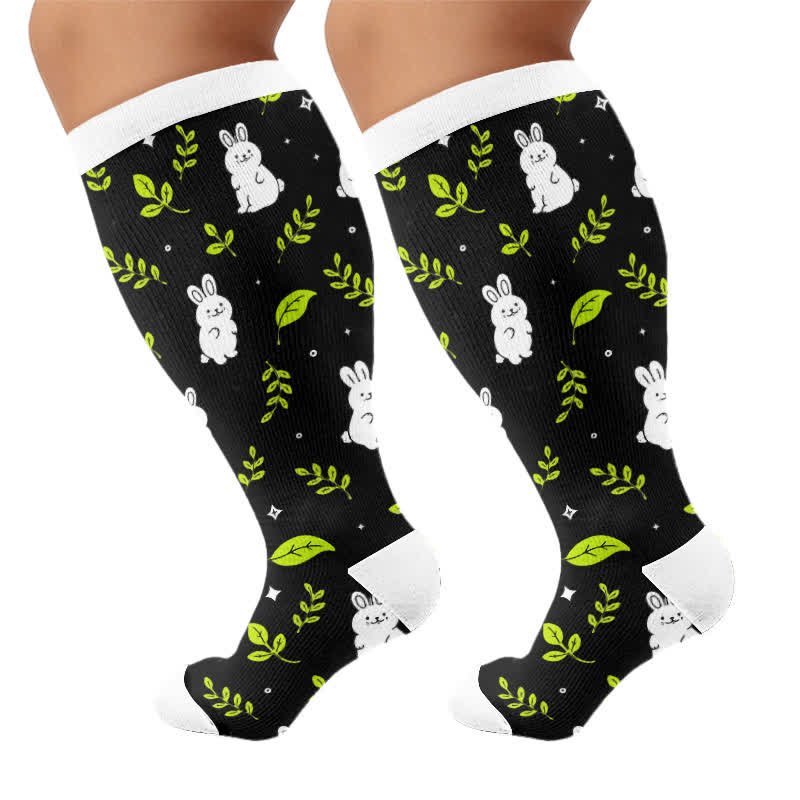 Kompressionsstrümpfe mit Frosch-, Kuh- und Kaninchenmotiv in Übergröße - Schwarz (1 Paar) - 4XL - image 10