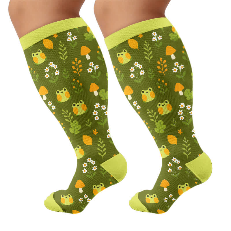 Kompressionsstrümpfe mit Frosch-, Kuh- und Kaninchenmotiv in Übergröße - Olivgrün (1 Paar) - 4XL - image 8