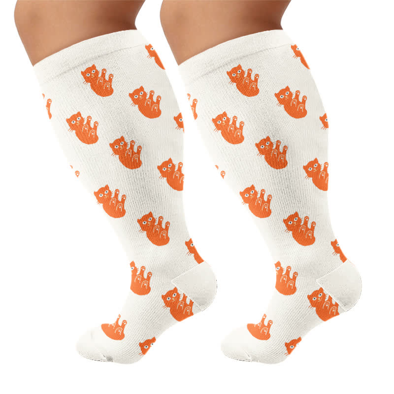 Kompressionsstrümpfe mit Dalmatiner-Motiv in Übergröße - Katze (1 Paar) - 4XL - image 9