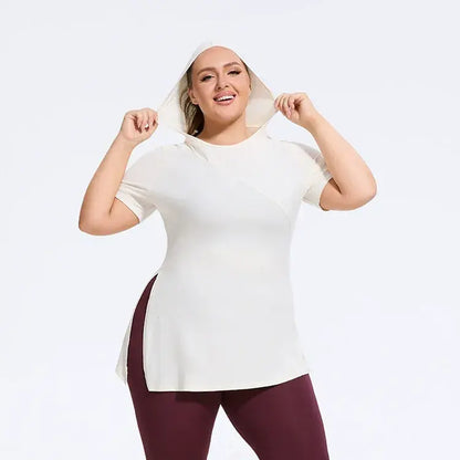 Plus Size Top mit Seitenschlitz für jeden Tag - Weiß - 4XL - image 1
