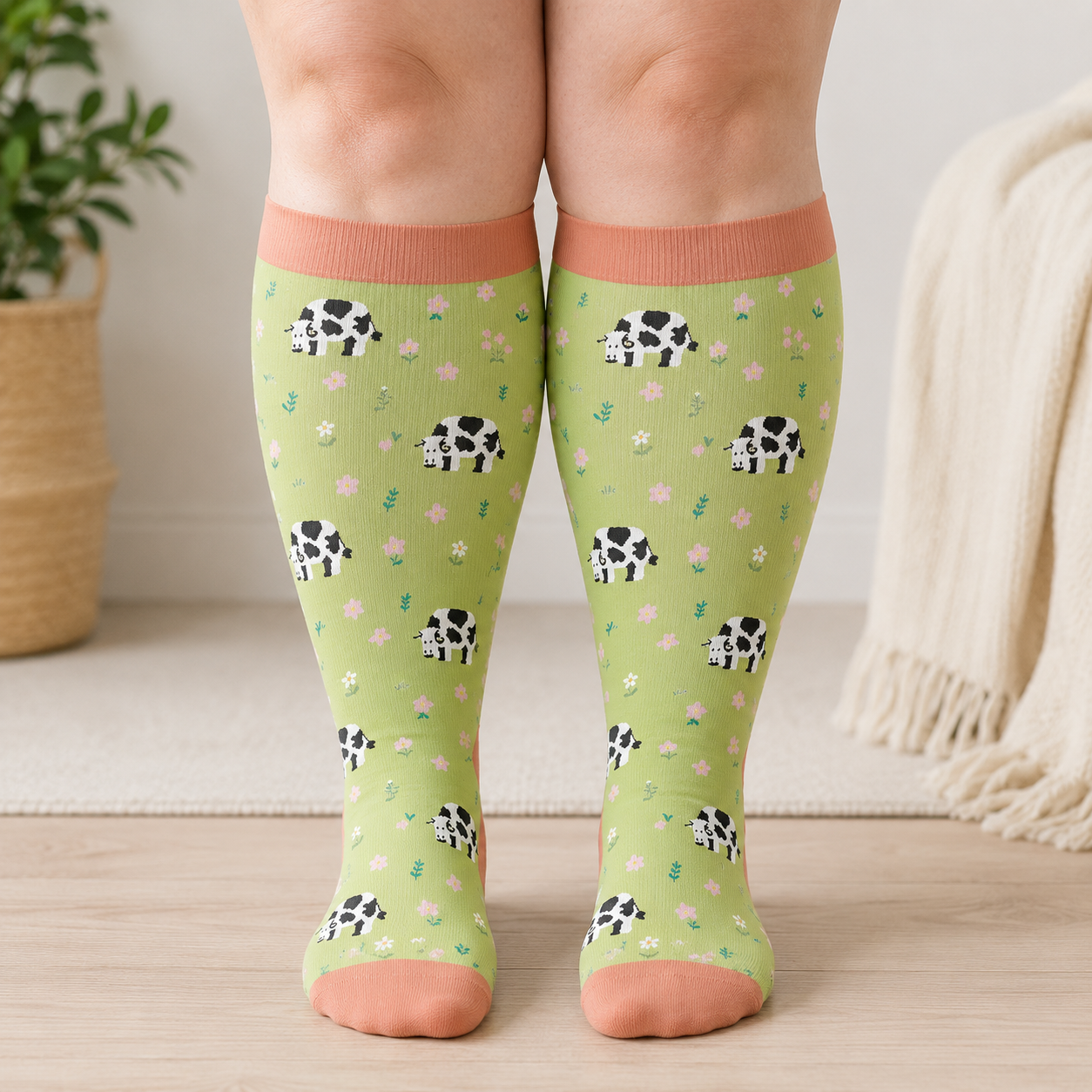 Kompressionsstrümpfe mit Frosch-, Kuh- und Kaninchenmotiv in Übergröße - image 1