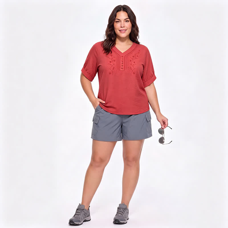 Bestickte, lässige Bluse in Übergröße - image 6