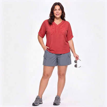 Bestickte, lässige Bluse in Übergröße - image 6