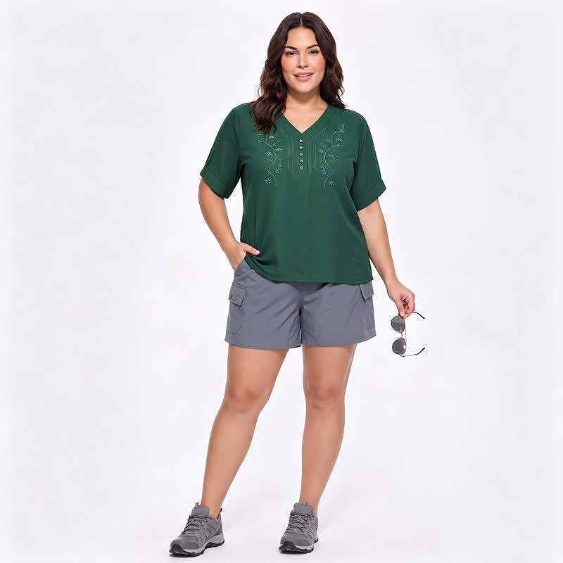 Bestickte, lässige Bluse in Übergröße - image 10