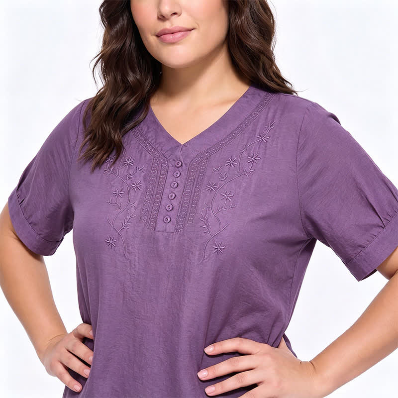 Bestickte, lässige Bluse in Übergröße - image 3