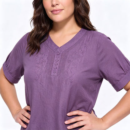 Bestickte, lässige Bluse in Übergröße - image 3
