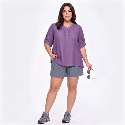 Bestickte, lässige Bluse in Übergröße - image 2