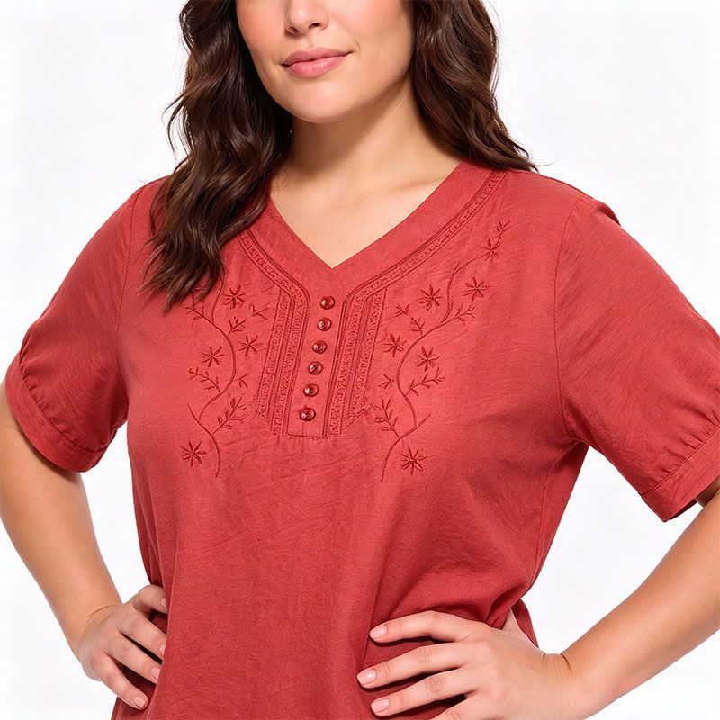 Bestickte, lässige Bluse in Übergröße - image 7