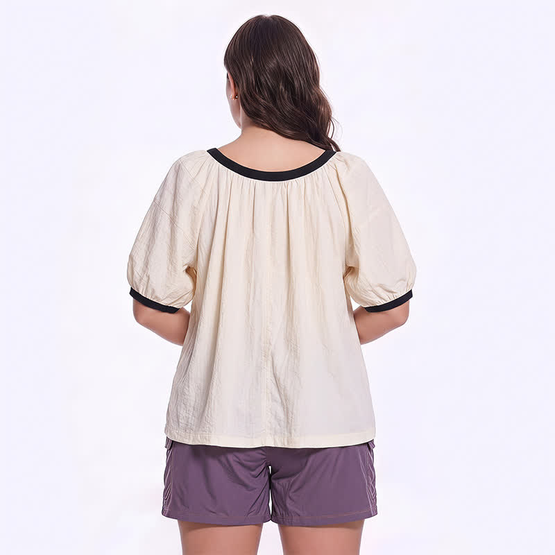 Lässige Bluse mit Kontrastbesatz für jeden Tag - image 1